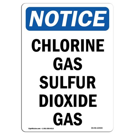 SIGNMISSION Safety Sign, OSHA Notice, 18" Height, Chlorine Gas Sulfur Dioxide Gas Sign, Portrait OS-NS-D-1218-V-10590